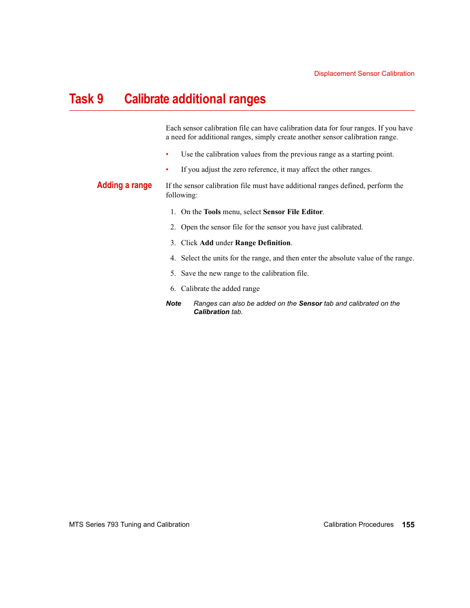 Task 9 calibrate additional ranges | MTS Series 793 User Manual | Page 155 / 218