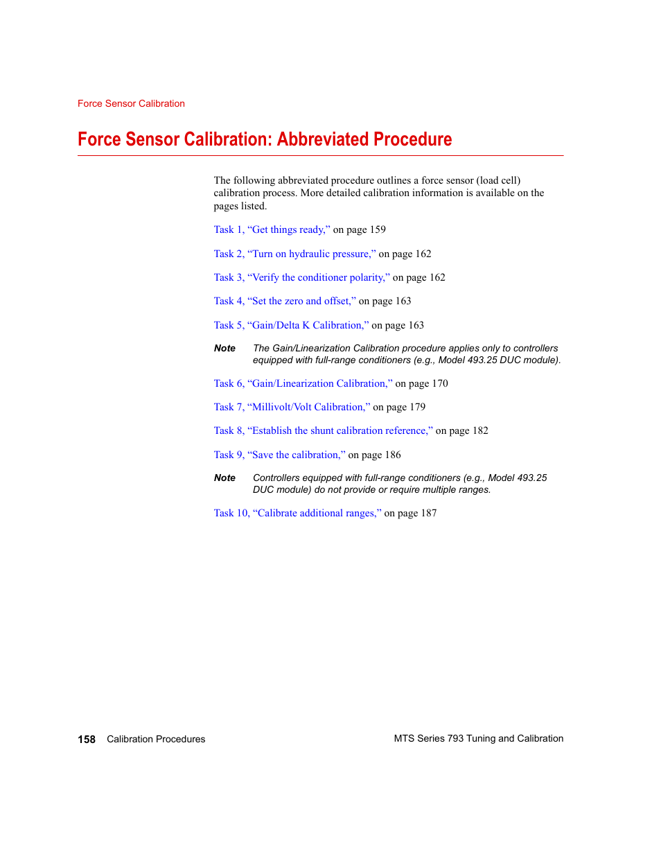 Force sensor calibration: abbreviated procedure | MTS Series 793 User Manual | Page 158 / 218