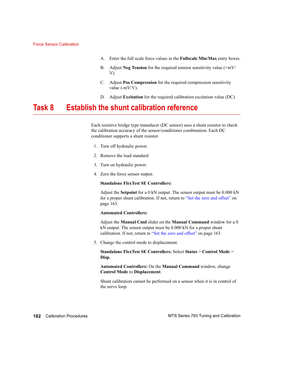 Task 8 establish the shunt calibration reference | MTS Series 793 User Manual | Page 182 / 218