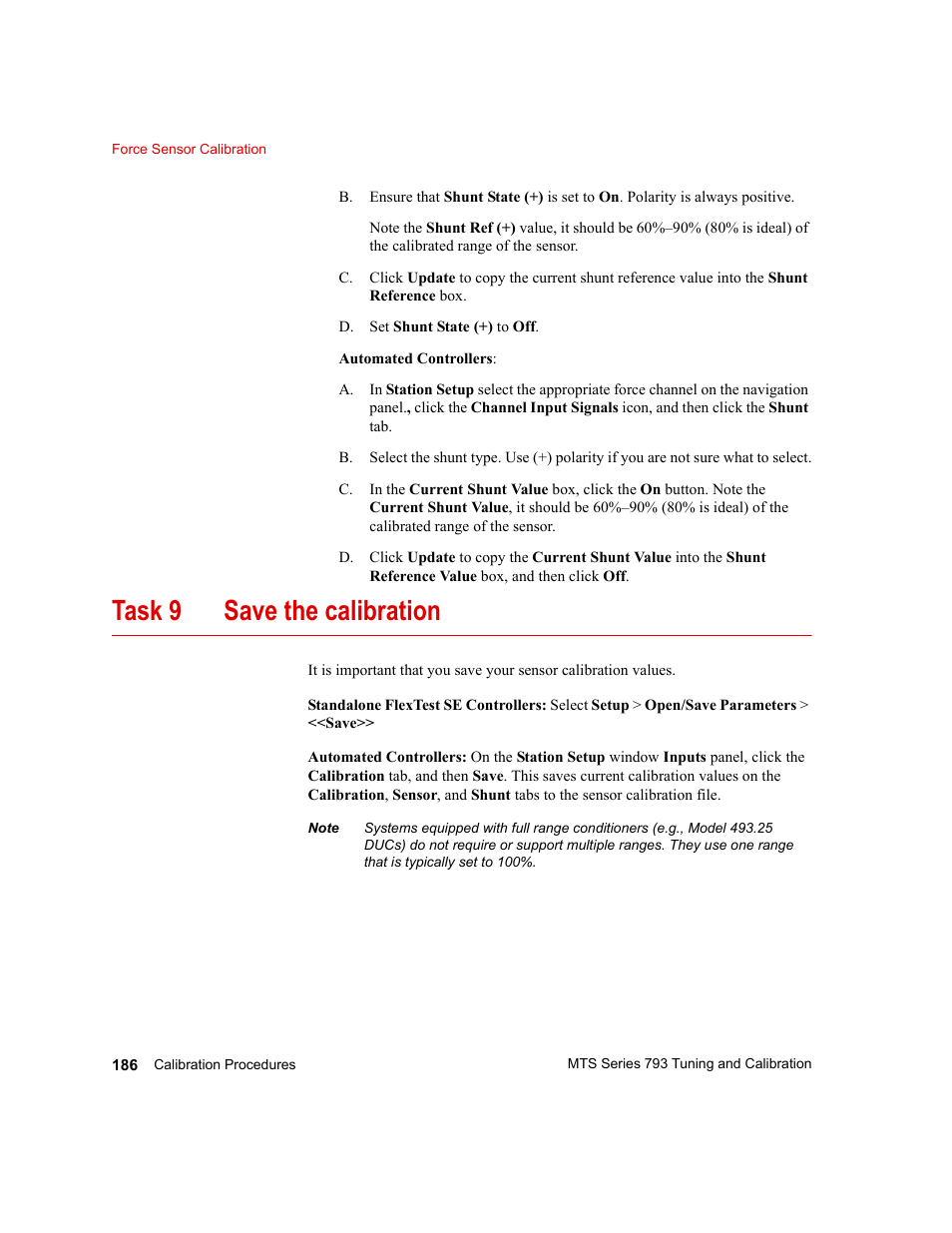 Task 9 save the calibration | MTS Series 793 User Manual | Page 186 / 218