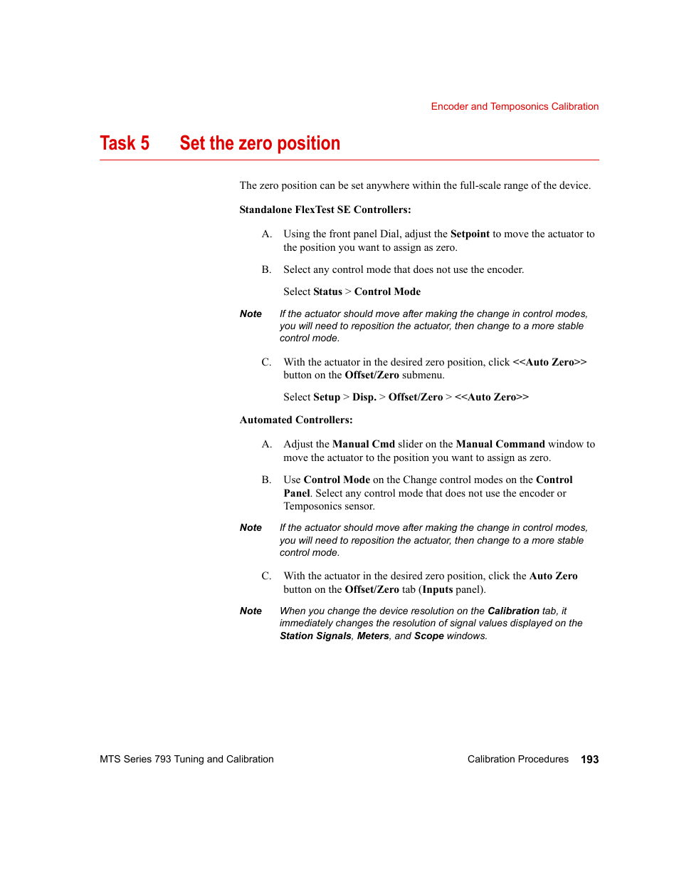 Task 5 set the zero position | MTS Series 793 User Manual | Page 193 / 218