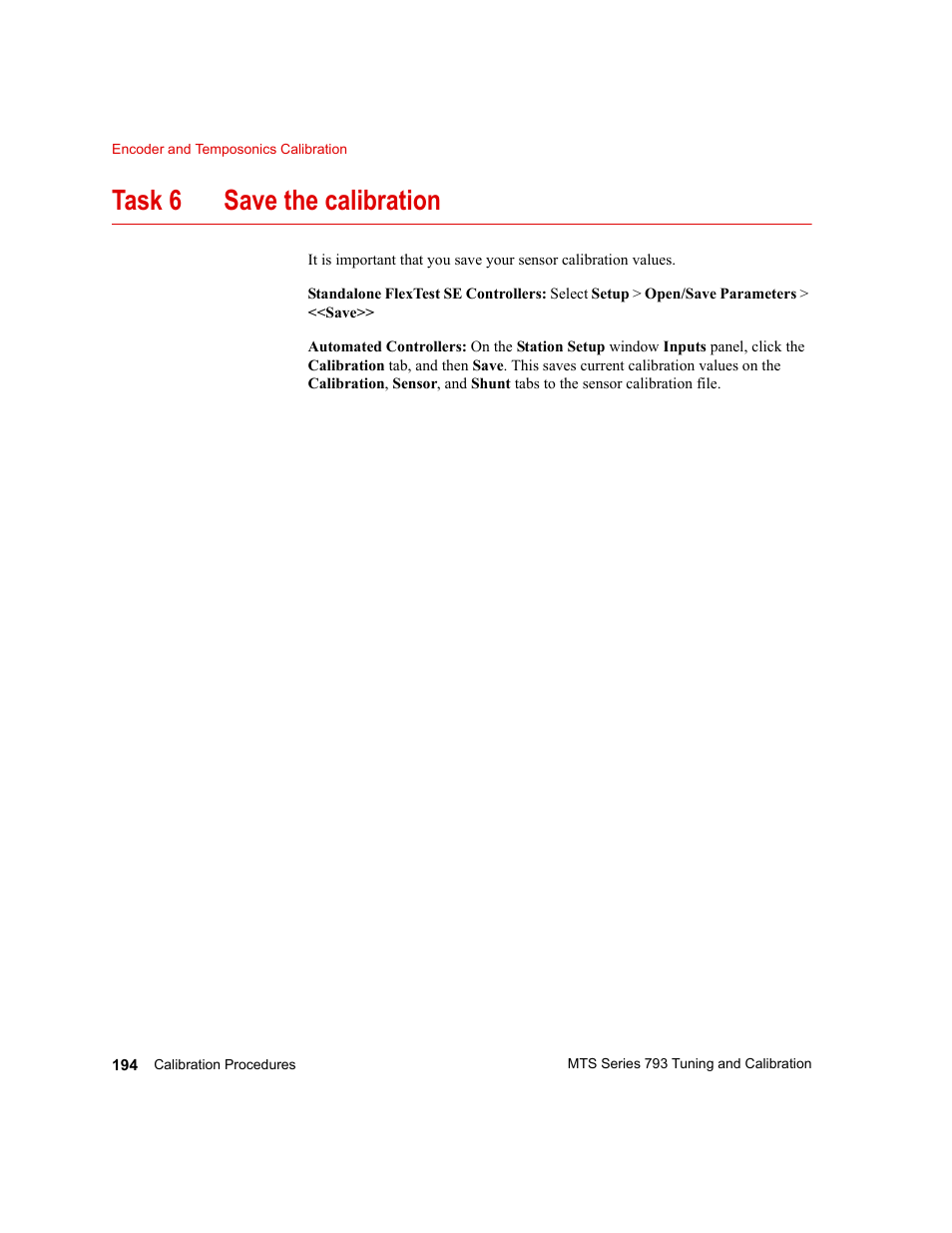 Task 6 save the calibration | MTS Series 793 User Manual | Page 194 / 218