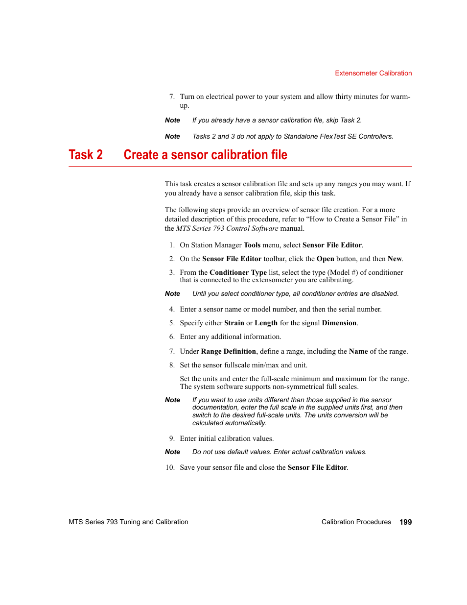 Task 2 create a sensor calibration file | MTS Series 793 User Manual | Page 199 / 218