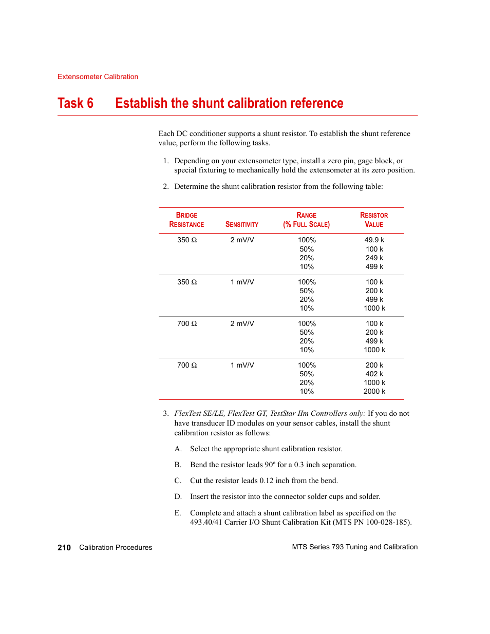 Task 6 establish the shunt calibration reference | MTS Series 793 User Manual | Page 210 / 218