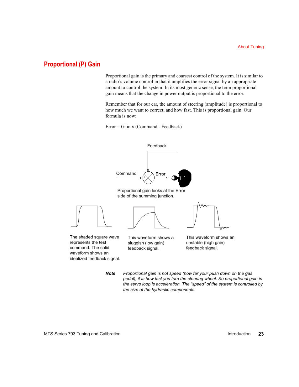 Proportional (p) gain, Proportional (p) gain 23 | MTS Series 793 User Manual | Page 23 / 218