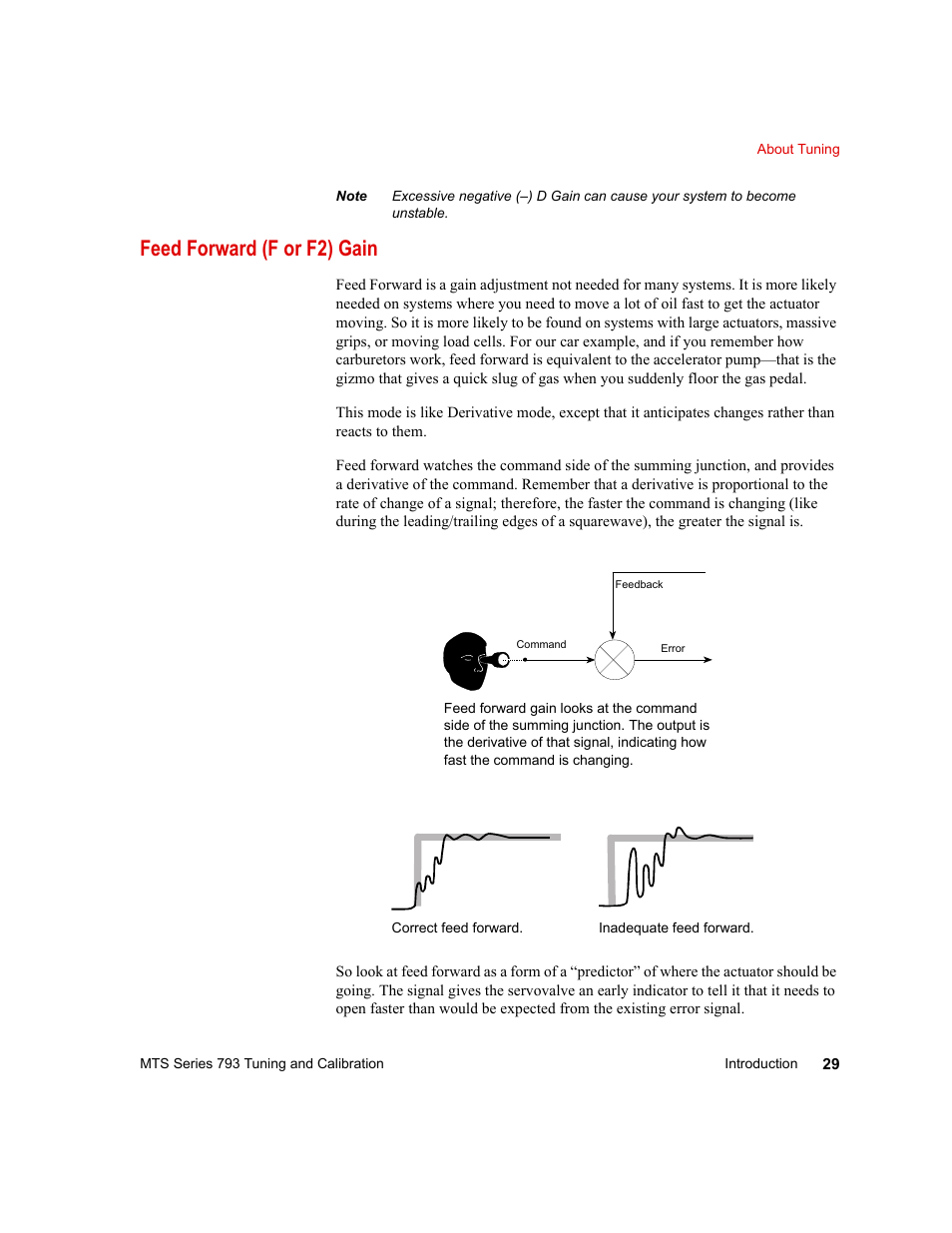 Feed forward (f or f2) gain, Feed forward (f or f2) gain 29 | MTS Series 793 User Manual | Page 29 / 218