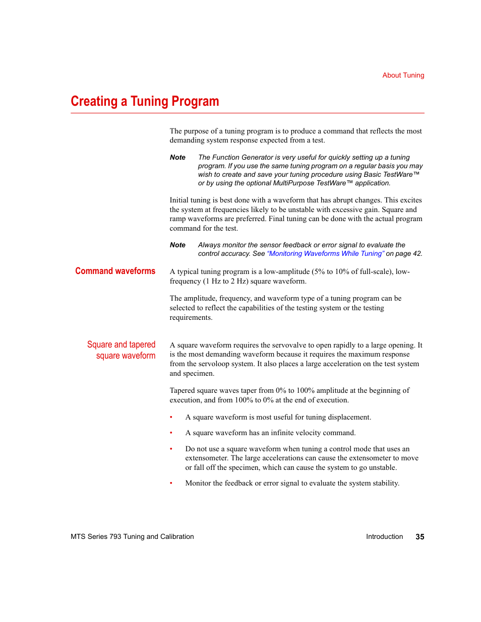 Creating a tuning program, Creating a tuning program 35 | MTS Series 793 User Manual | Page 35 / 218