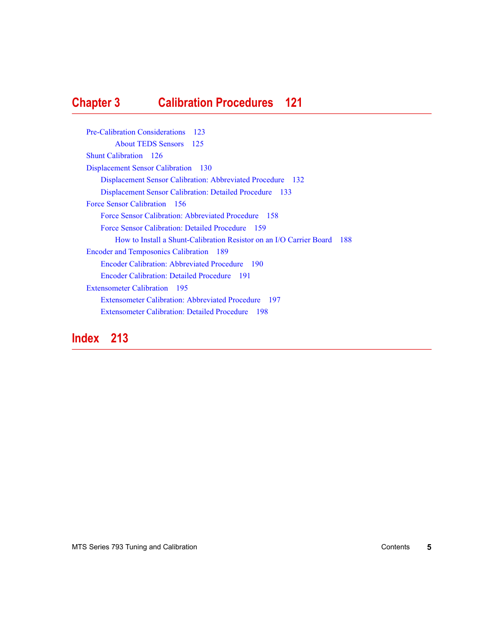 Chapter 3 calibration procedures 121, Index 213 | MTS Series 793 User Manual | Page 5 / 218