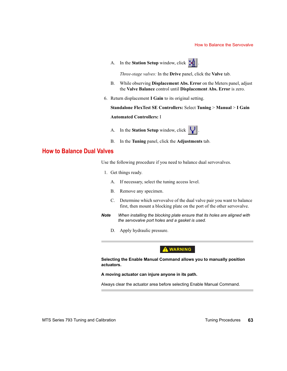 How to balance dual valves, How to balance dual valves 63 | MTS Series 793 User Manual | Page 63 / 218