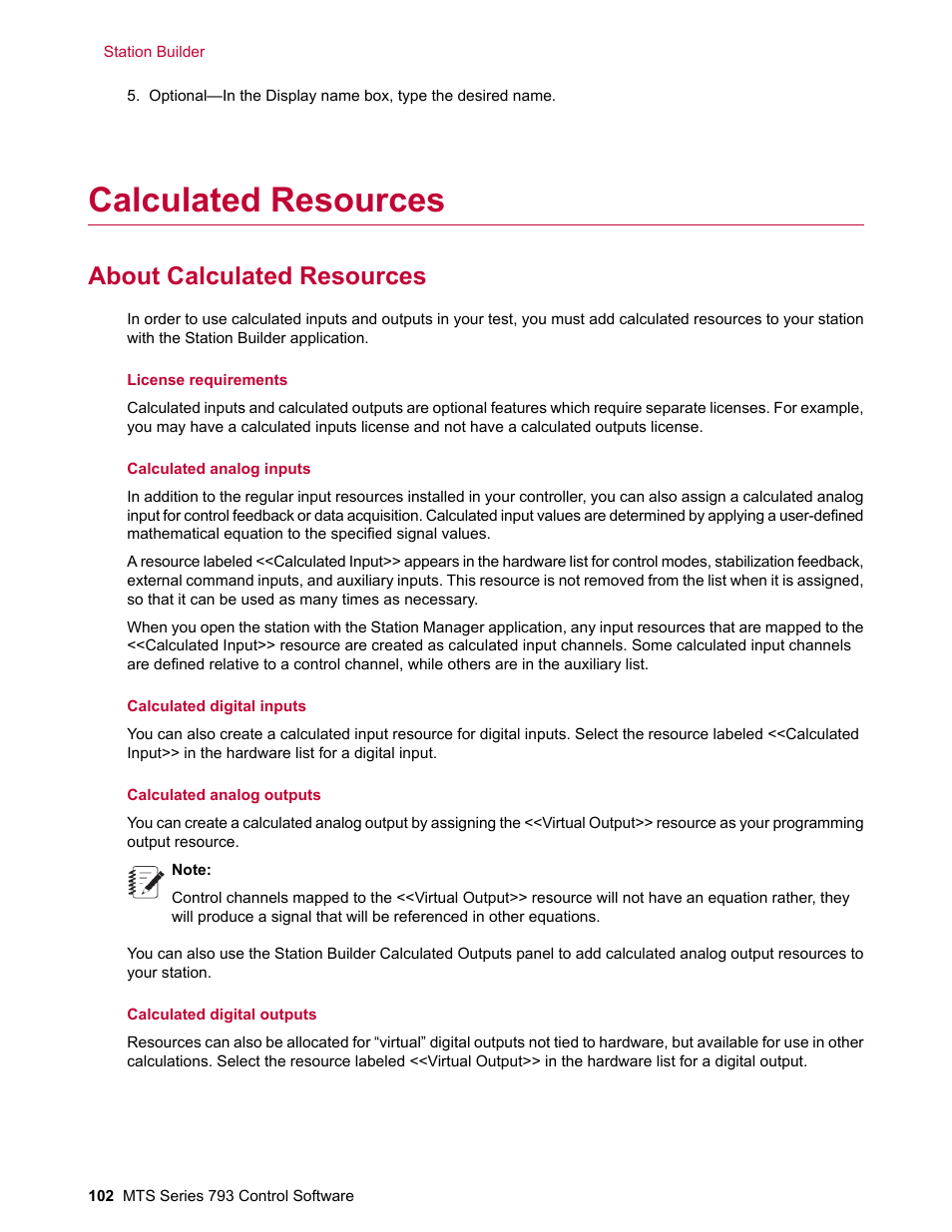 Calculated resources, About calculated resources | MTS Series 793 User Manual | Page 102 / 490