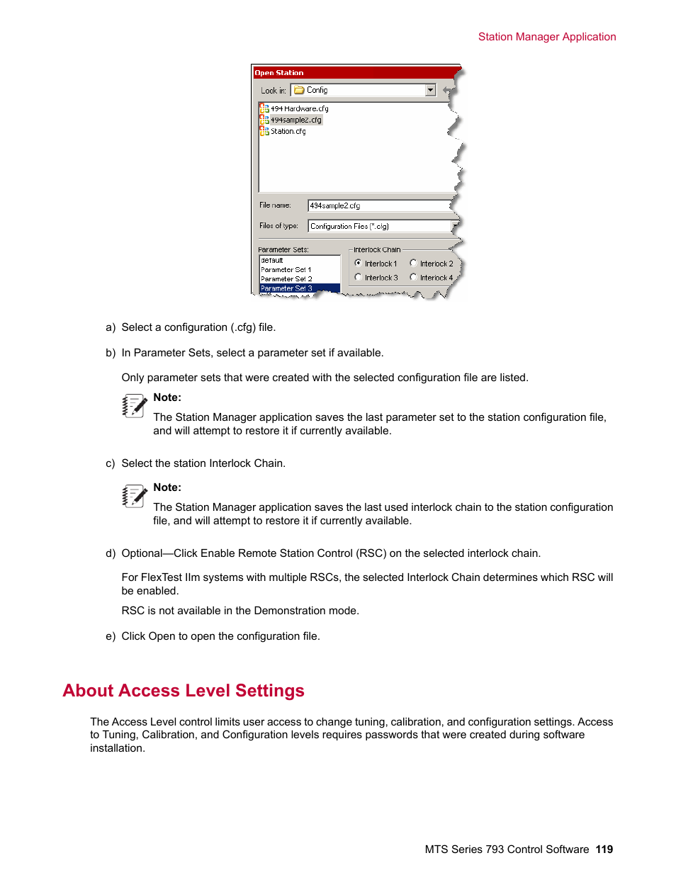 About access level settings | MTS Series 793 User Manual | Page 119 / 490