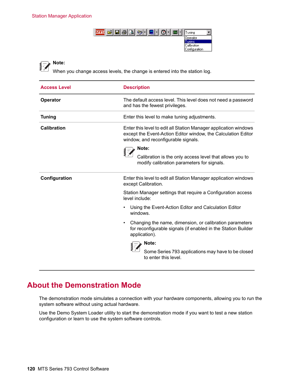 About the demonstration mode | MTS Series 793 User Manual | Page 120 / 490