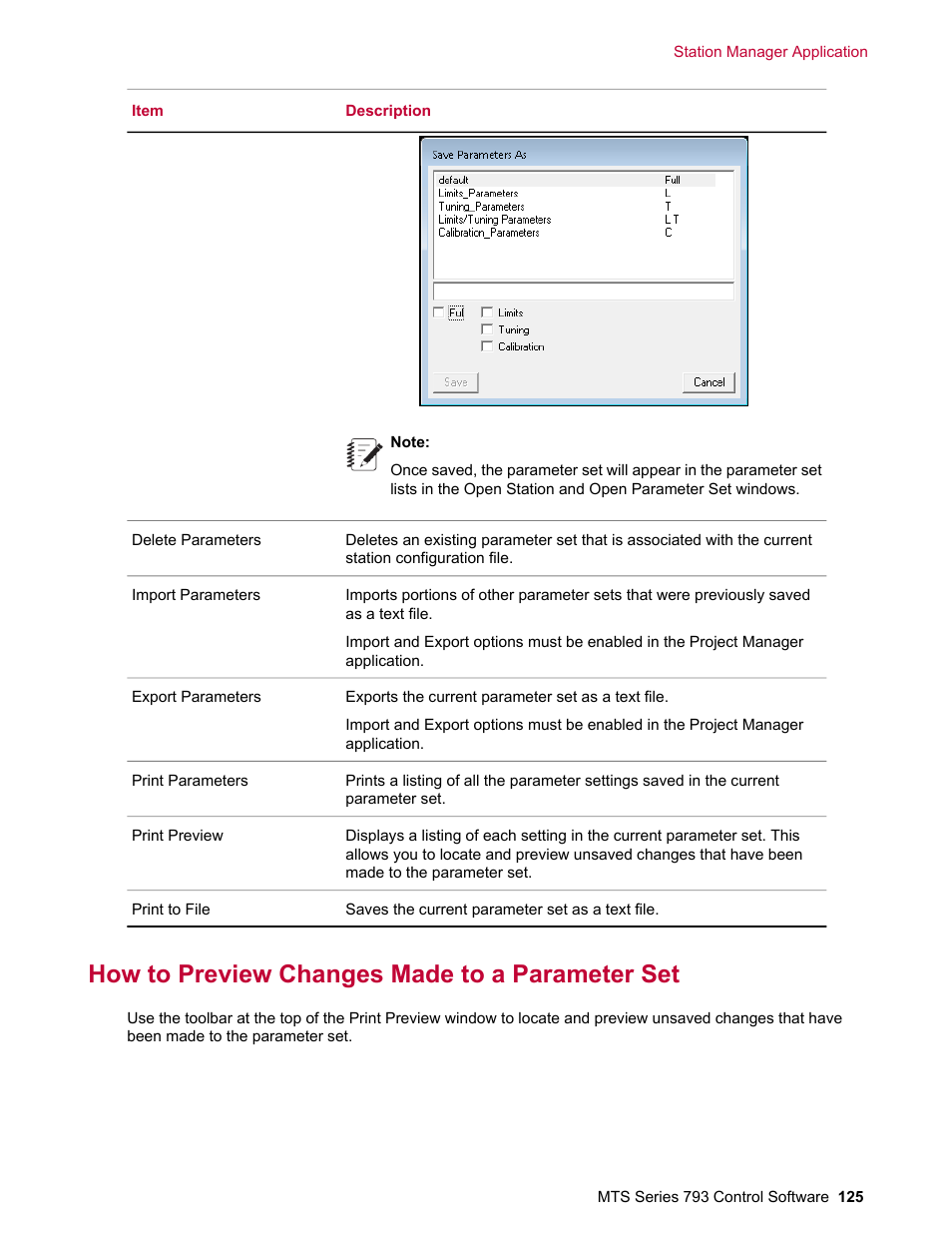 How to preview changes made to a parameter set | MTS Series 793 User Manual | Page 125 / 490