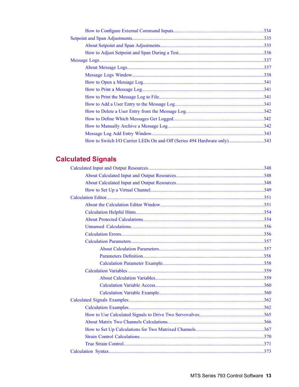 Calculated signals 347 | MTS Series 793 User Manual | Page 13 / 490