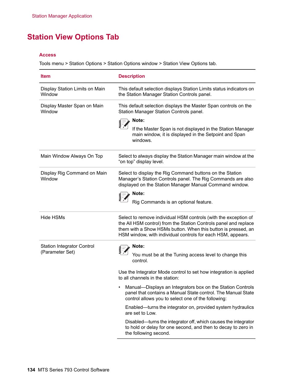 Station view options tab | MTS Series 793 User Manual | Page 134 / 490