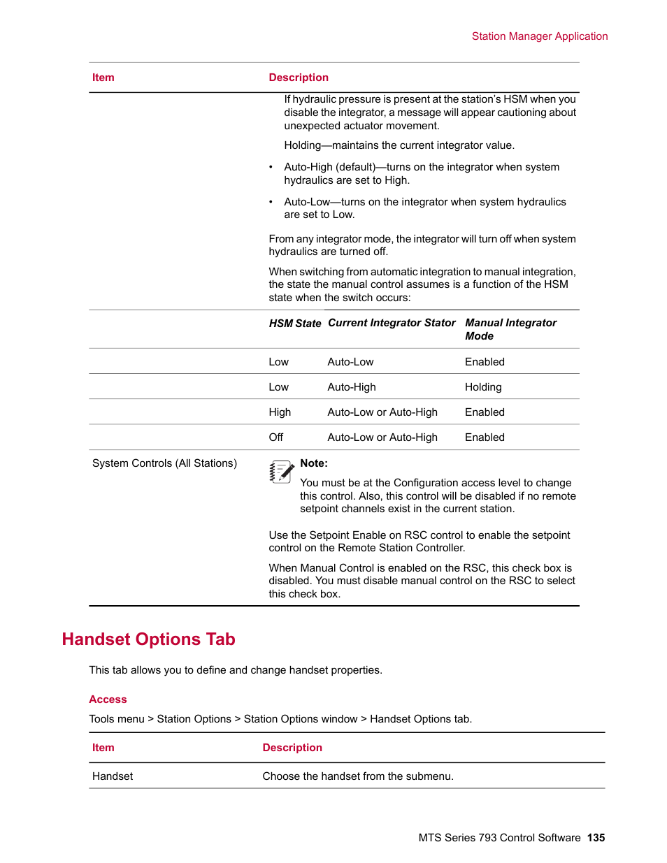 Handset options tab | MTS Series 793 User Manual | Page 135 / 490