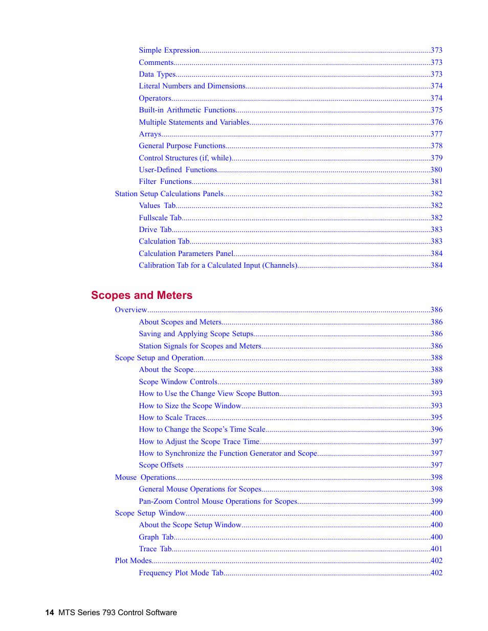 Scopes and meters 385 | MTS Series 793 User Manual | Page 14 / 490