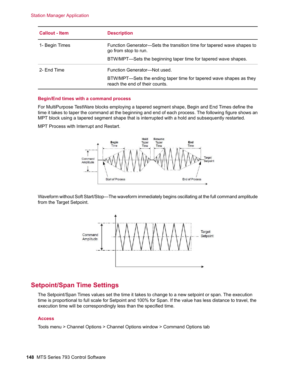 Setpoint/span time settings | MTS Series 793 User Manual | Page 148 / 490