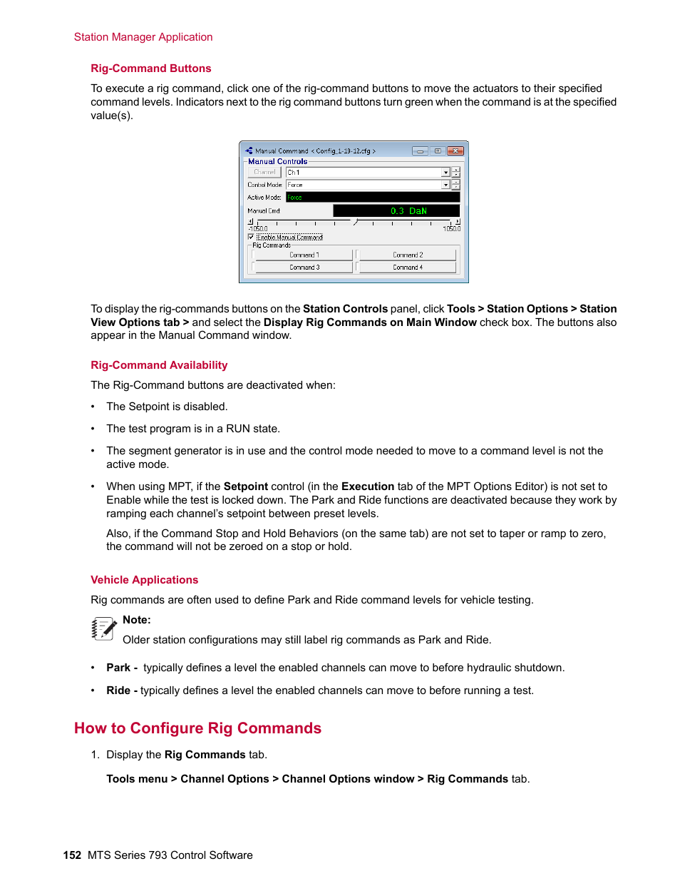 How to configure rig commands | MTS Series 793 User Manual | Page 152 / 490