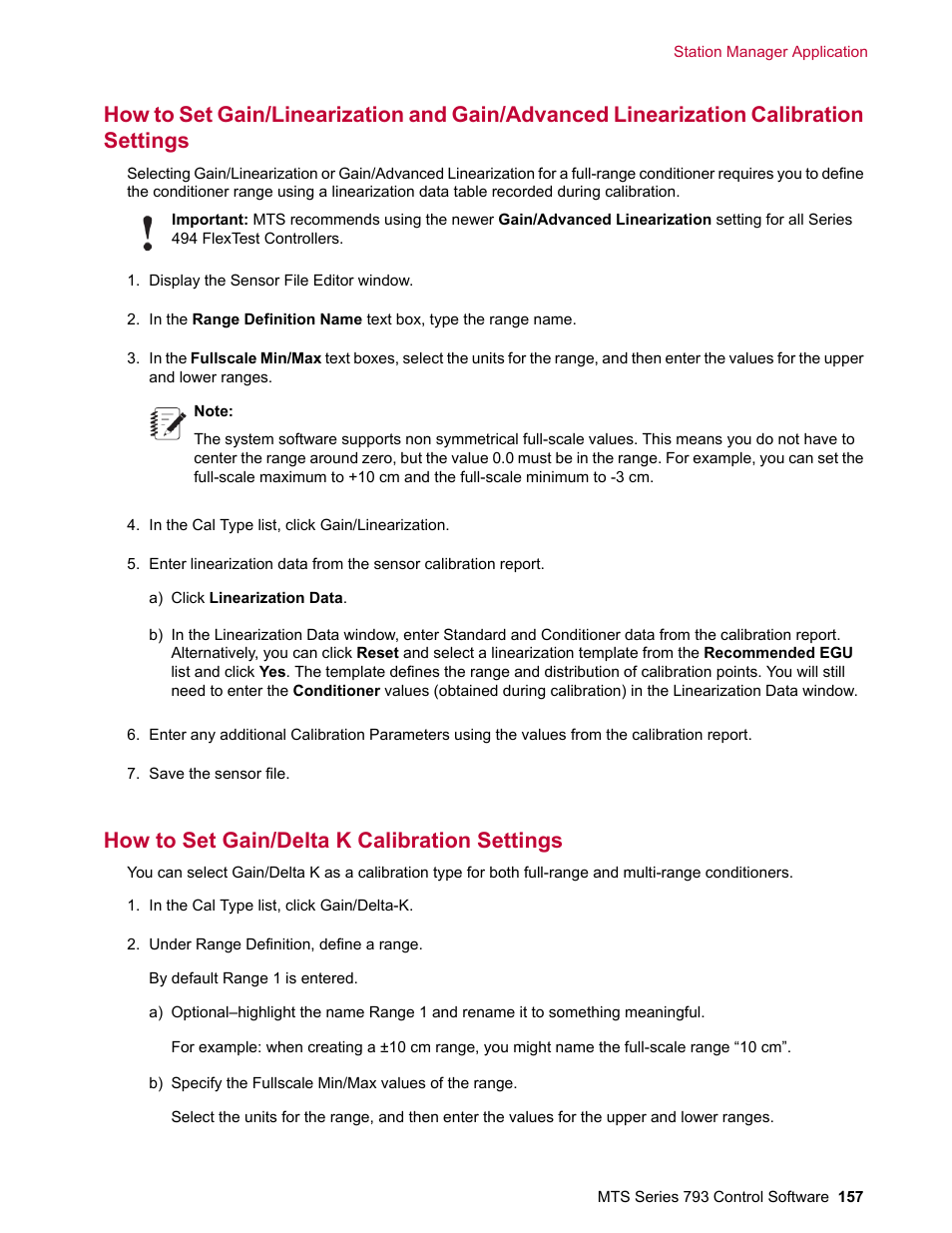 How to set gain/delta k calibration settings | MTS Series 793 User Manual | Page 157 / 490