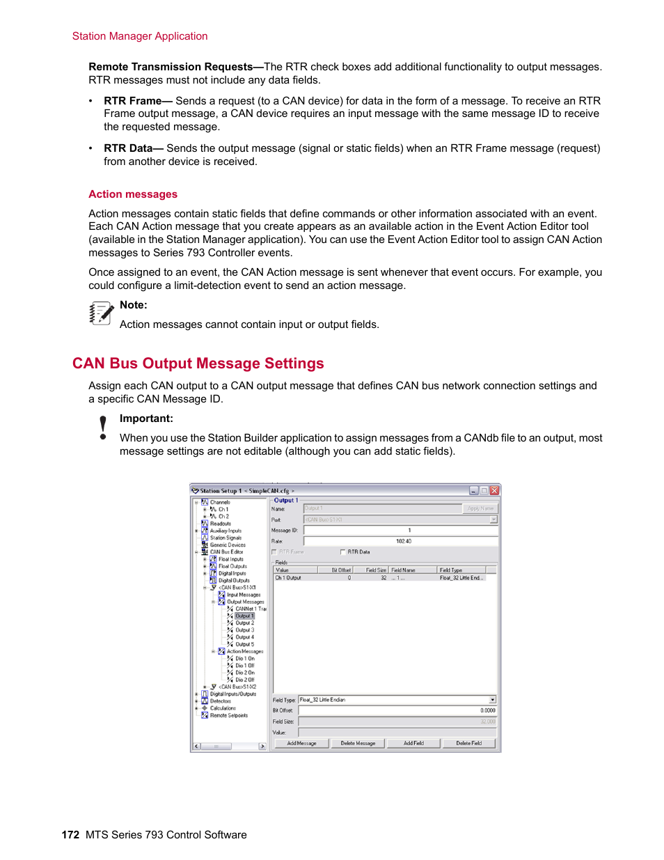 Can bus output message settings | MTS Series 793 User Manual | Page 172 / 490