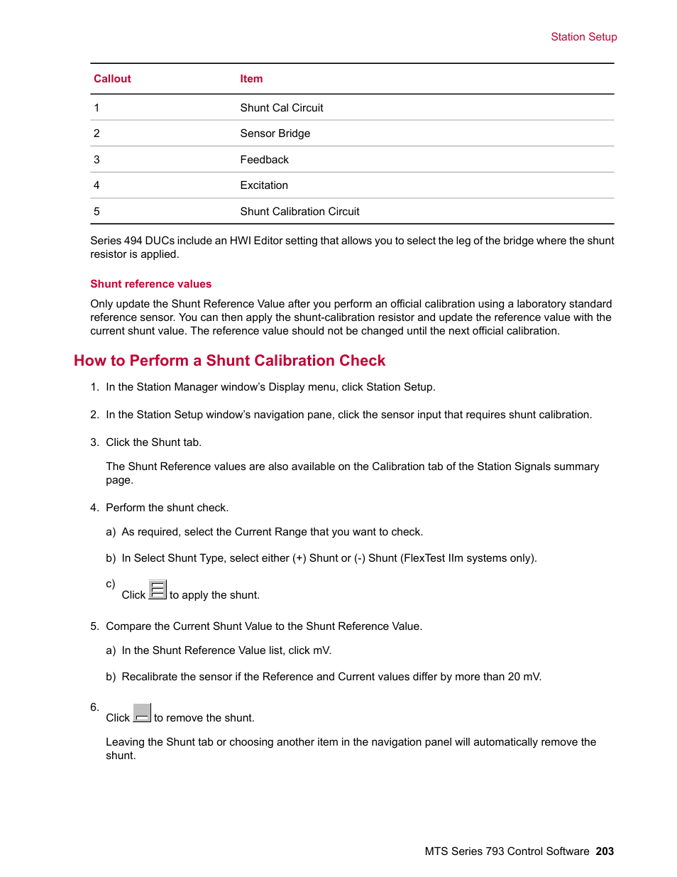 How to perform a shunt calibration check | MTS Series 793 User Manual | Page 203 / 490