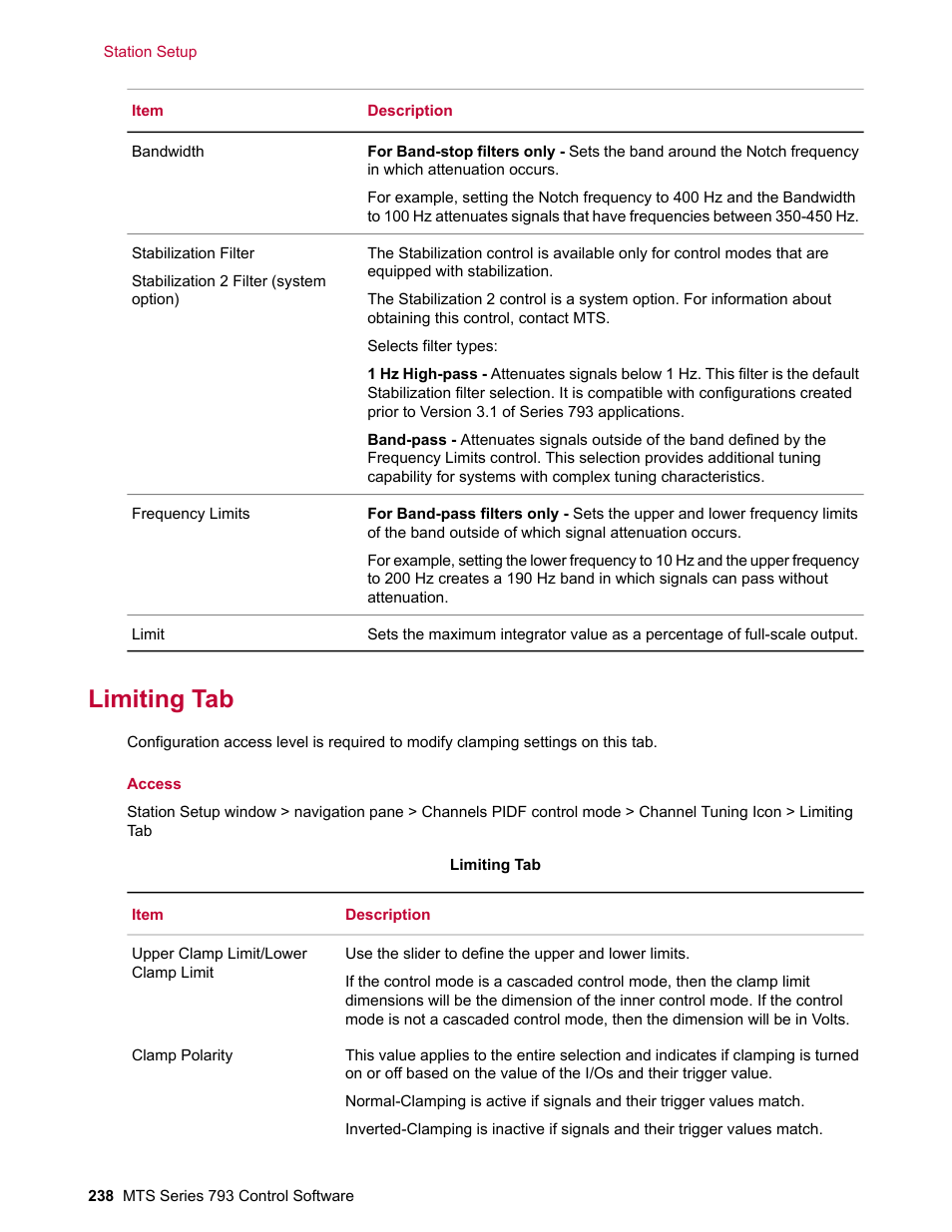 Limiting tab | MTS Series 793 User Manual | Page 238 / 490