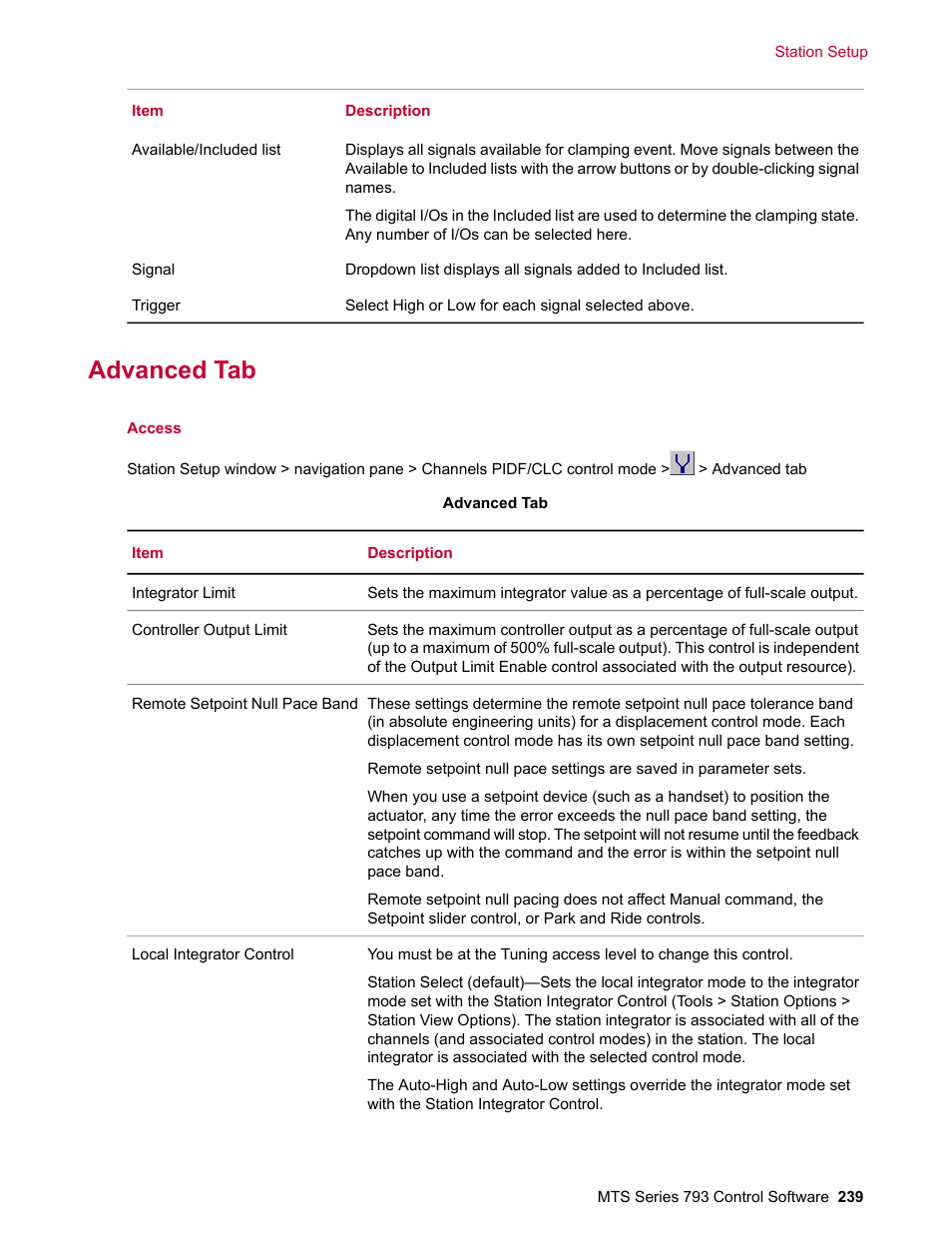 Advanced tab | MTS Series 793 User Manual | Page 239 / 490