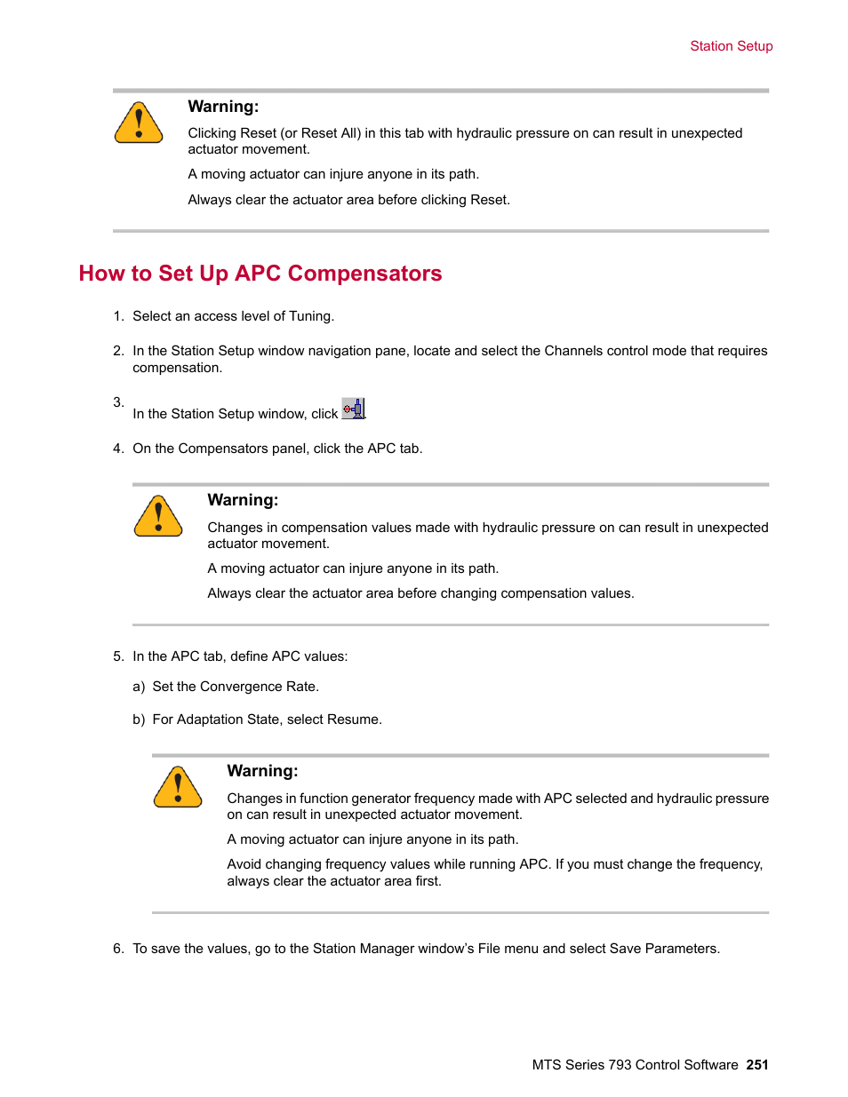 How to set up apc compensators | MTS Series 793 User Manual | Page 251 / 490