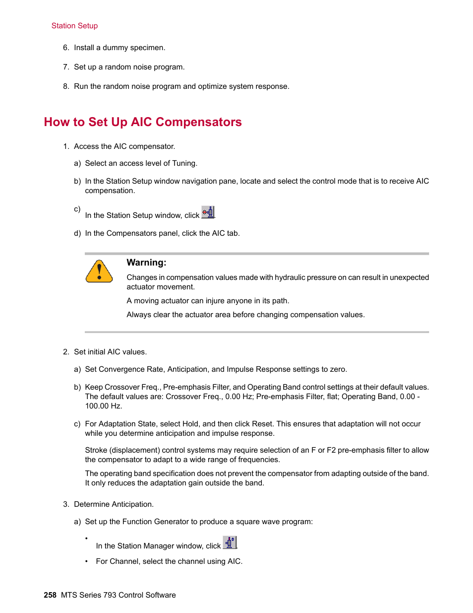 How to set up aic compensators | MTS Series 793 User Manual | Page 258 / 490