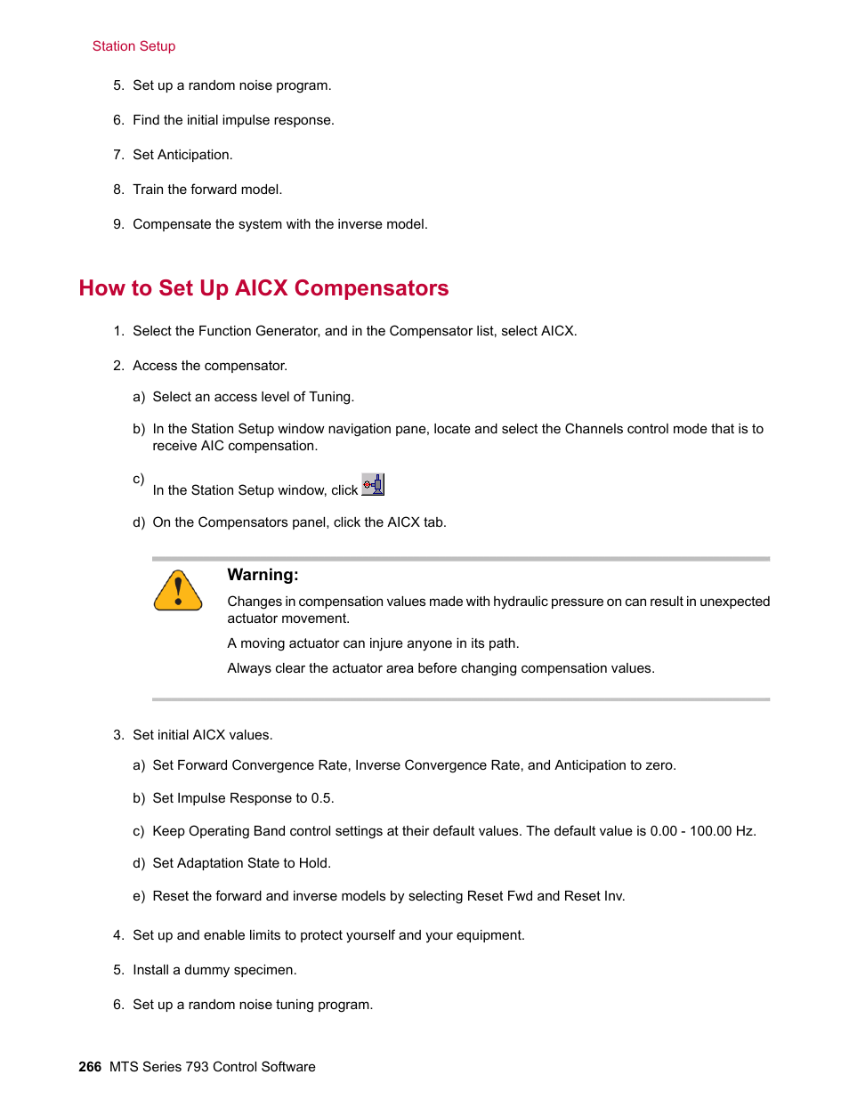 How to set up aicx compensators | MTS Series 793 User Manual | Page 266 / 490