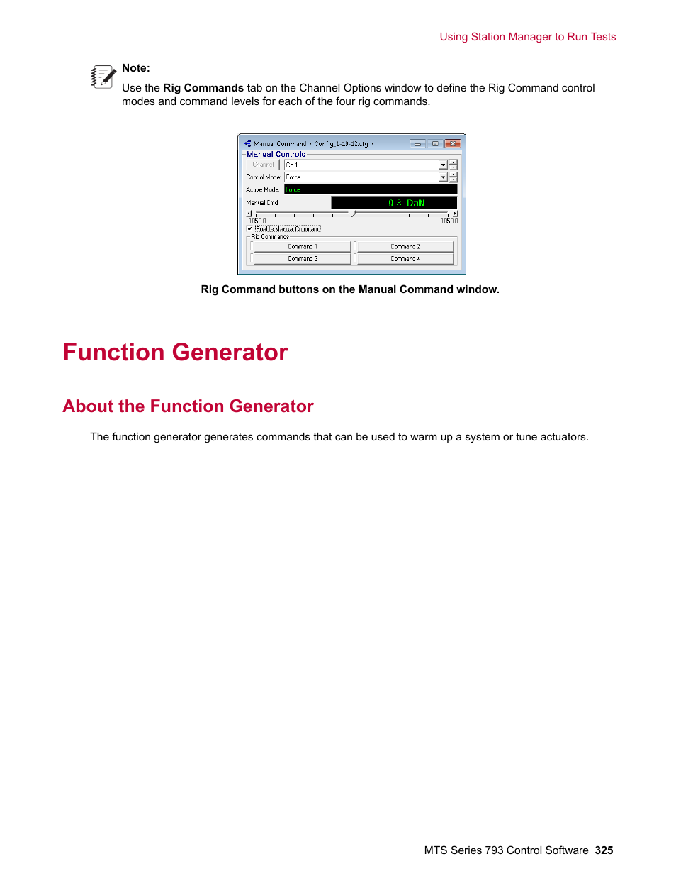 Function generator, About the function generator | MTS Series 793 User Manual | Page 325 / 490