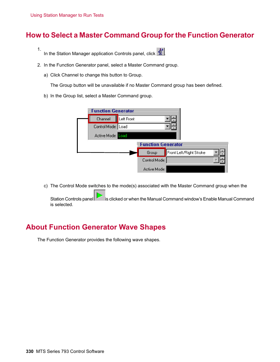 About function generator wave shapes | MTS Series 793 User Manual | Page 330 / 490