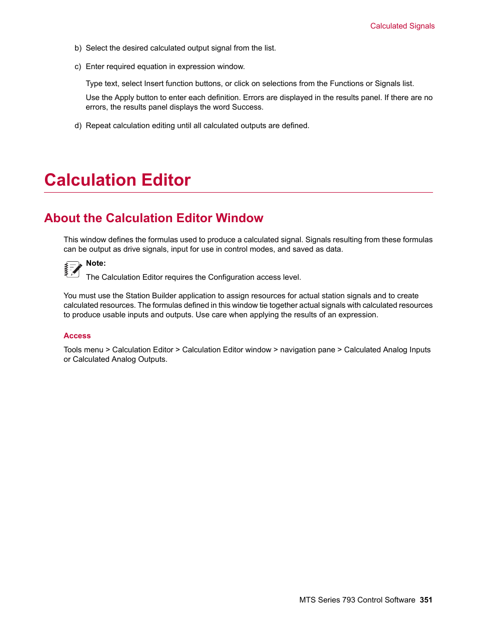 Calculation editor, About the calculation editor window | MTS Series 793 User Manual | Page 351 / 490