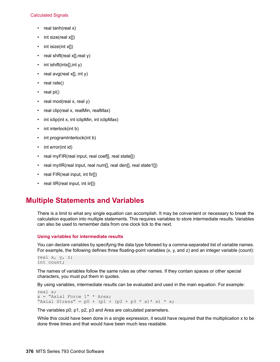 Multiple statements and variables | MTS Series 793 User Manual | Page 376 / 490