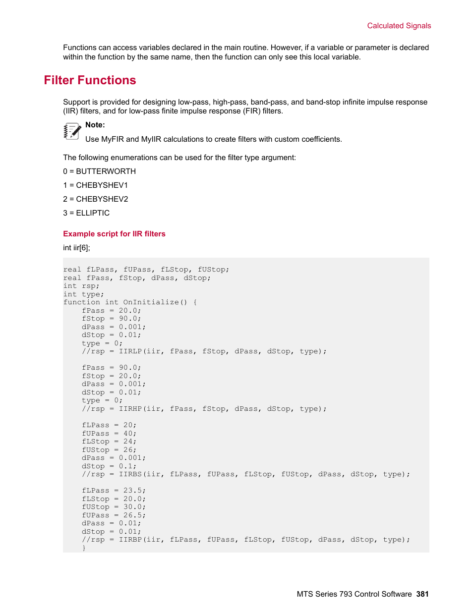 Filter functions | MTS Series 793 User Manual | Page 381 / 490