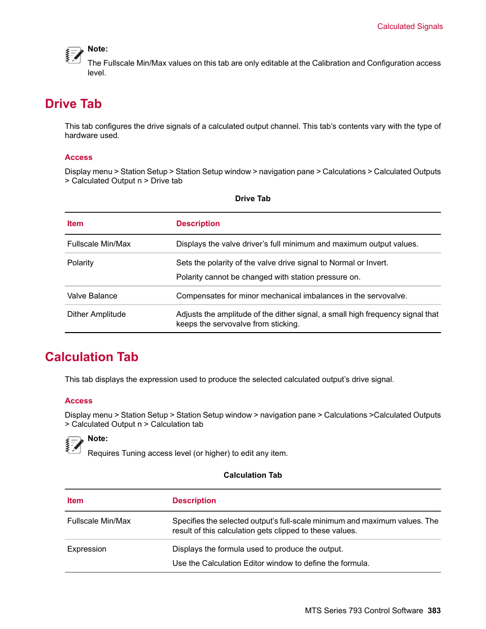 Drive tab, Calculation tab | MTS Series 793 User Manual | Page 383 / 490