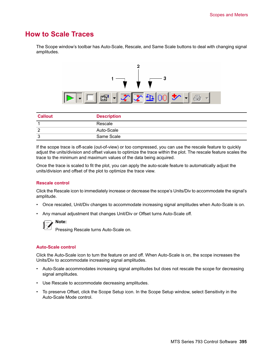 How to scale traces | MTS Series 793 User Manual | Page 395 / 490