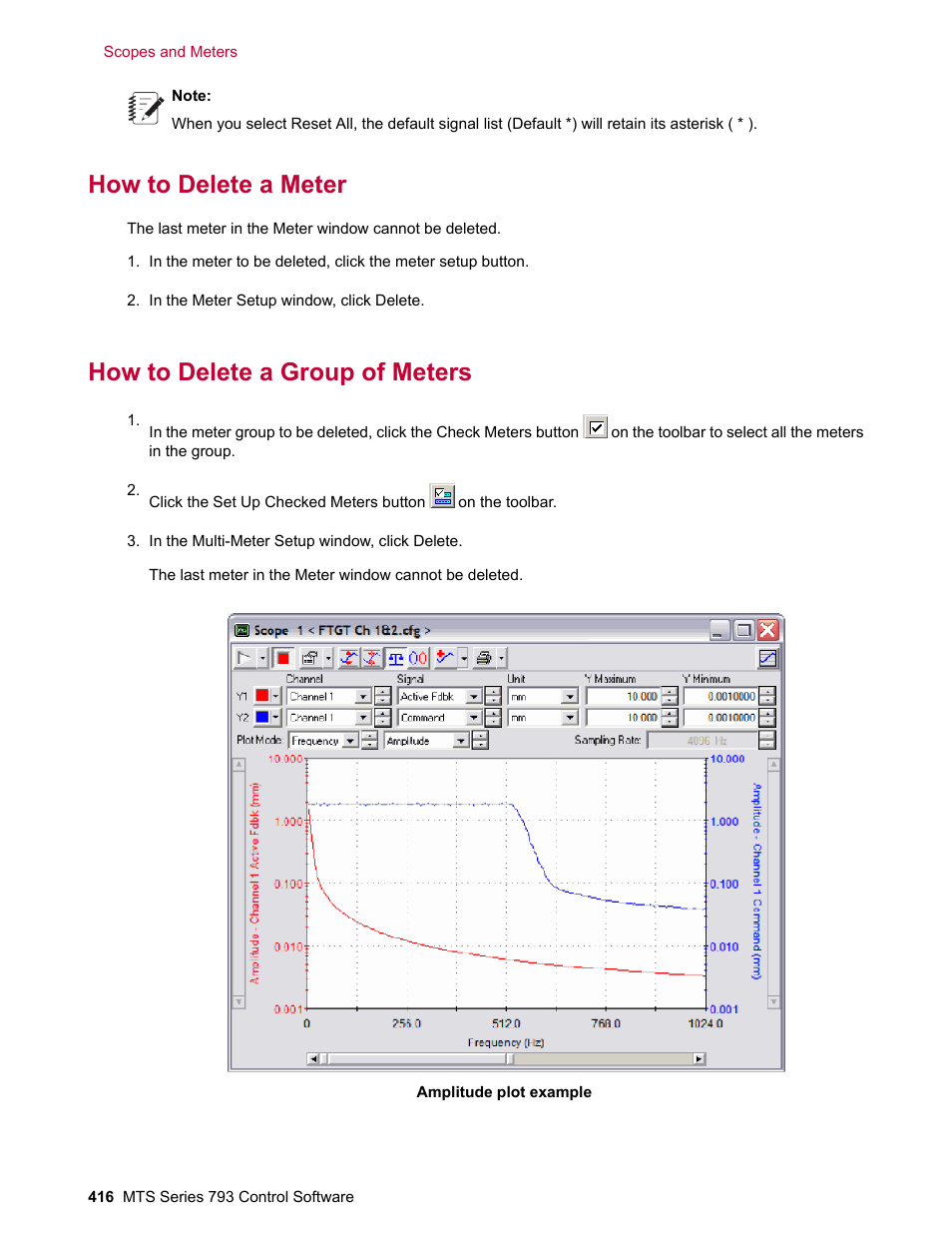 How to delete a meter, How to delete a group of meters | MTS Series 793 User Manual | Page 416 / 490