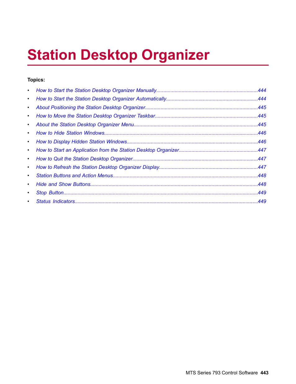 Station desktop organizer | MTS Series 793 User Manual | Page 443 / 490