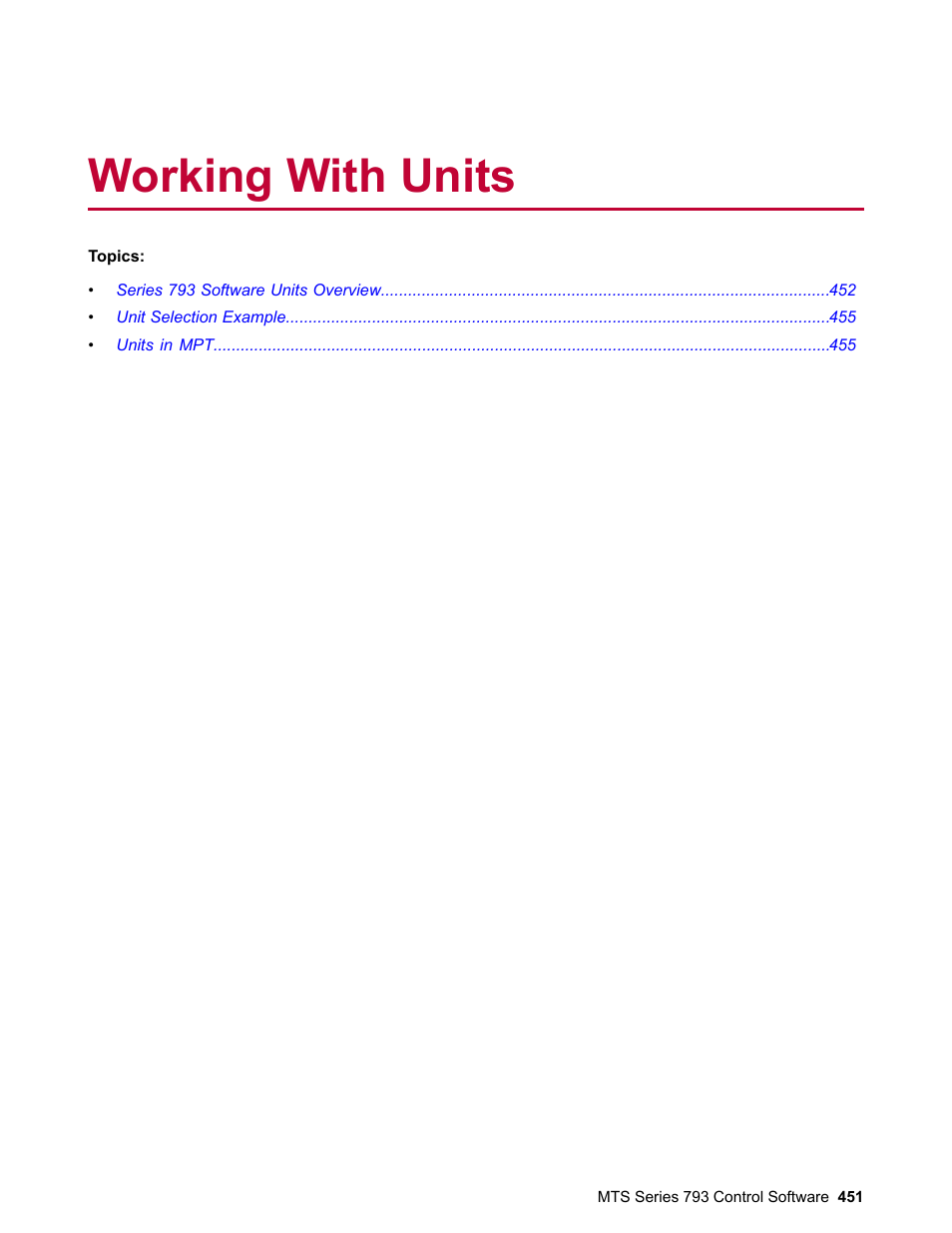 Working with units | MTS Series 793 User Manual | Page 451 / 490