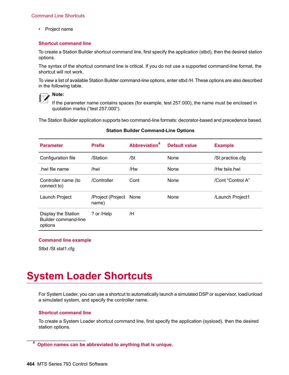 System loader shortcuts | MTS Series 793 User Manual | Page 464 / 490