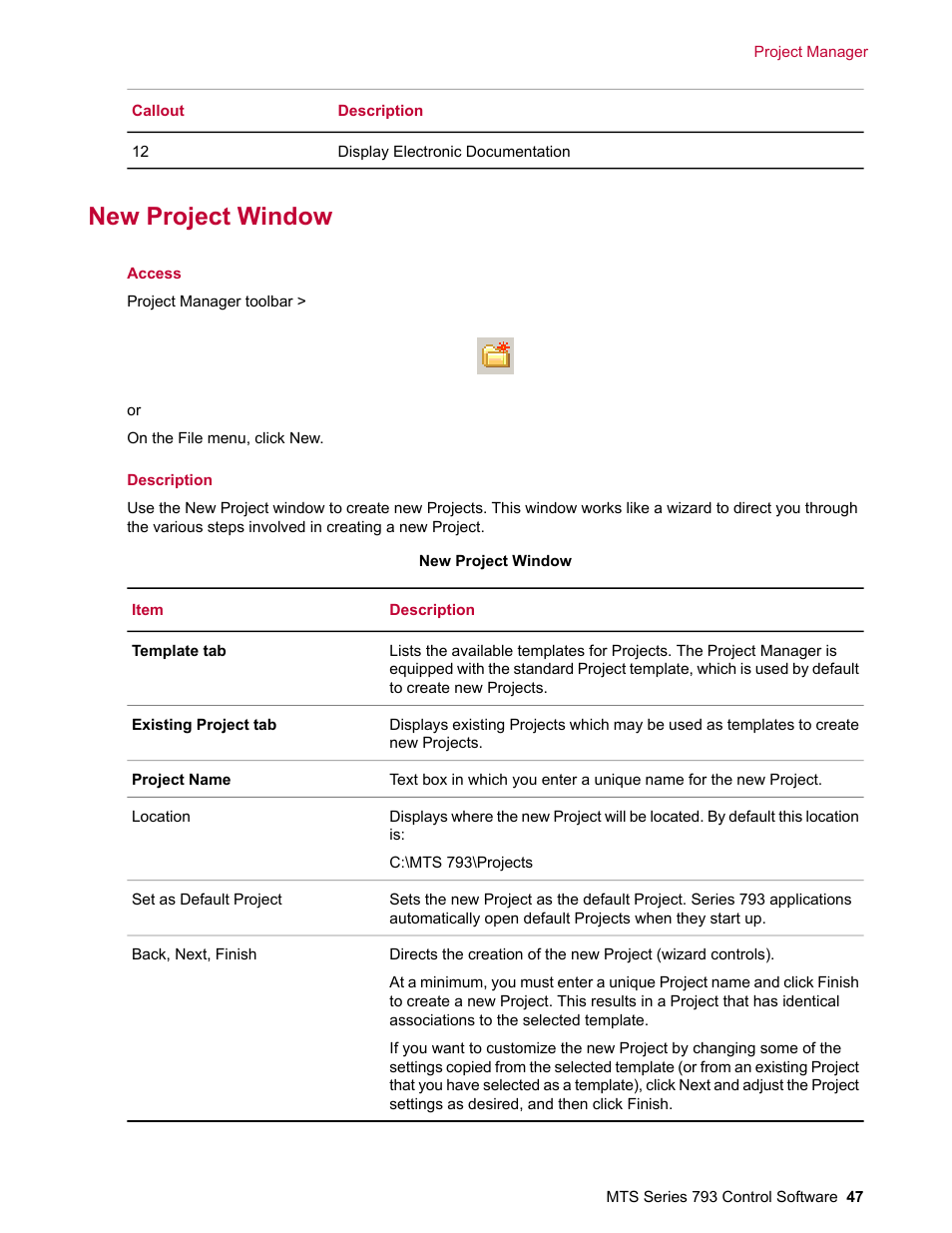 New project window | MTS Series 793 User Manual | Page 47 / 490