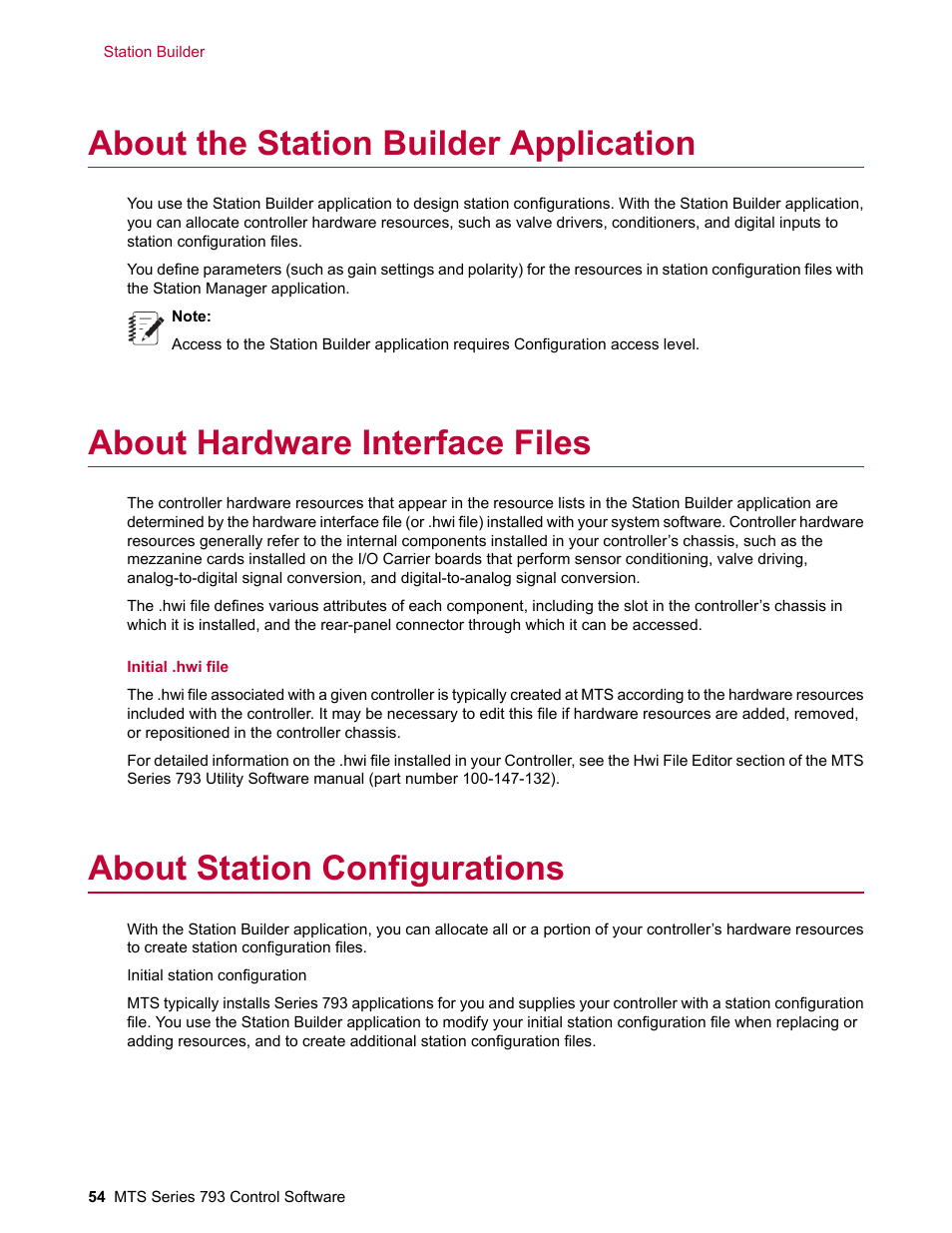 About the station builder application, About hardware interface files, About station configurations | MTS Series 793 User Manual | Page 54 / 490