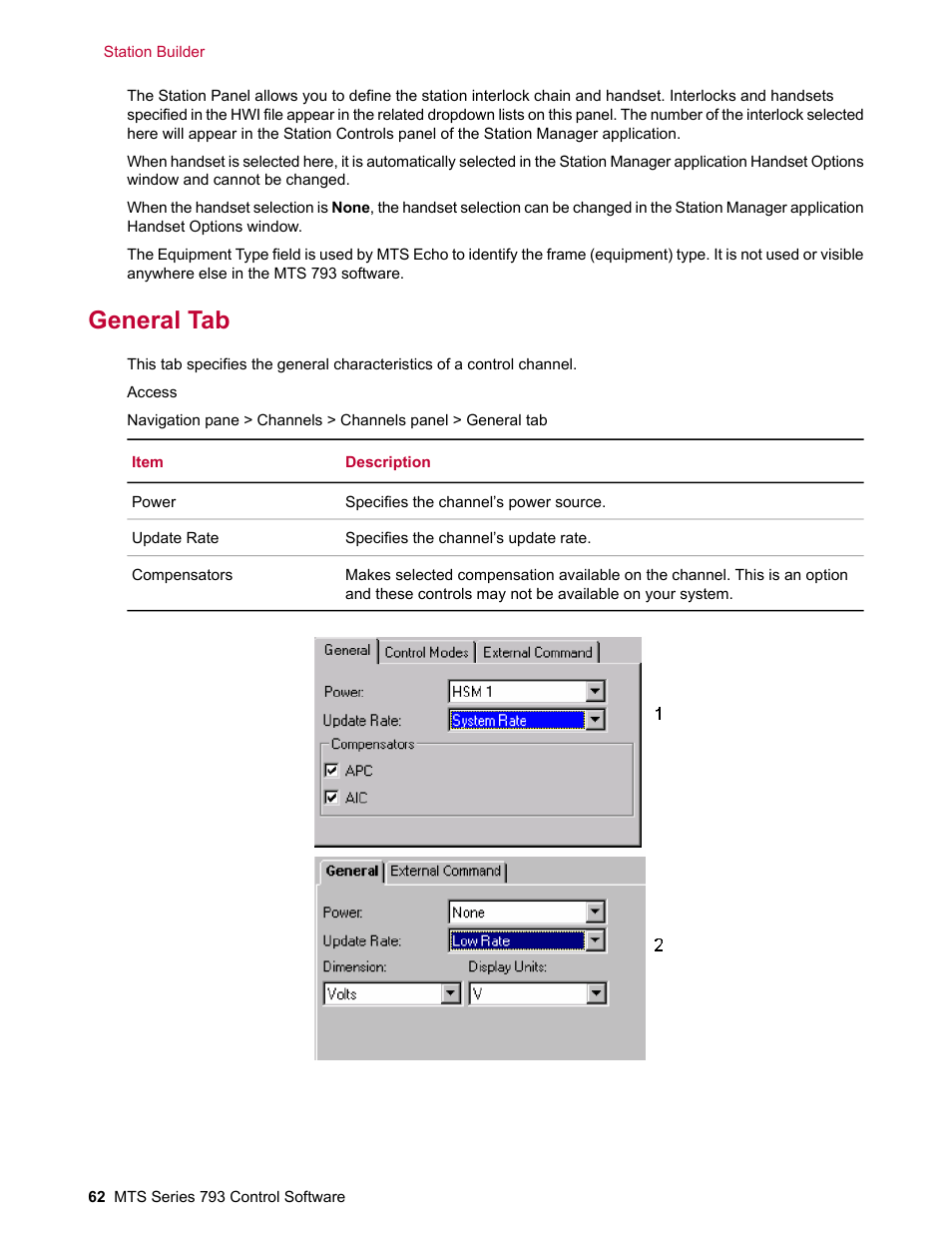 General tab | MTS Series 793 User Manual | Page 62 / 490