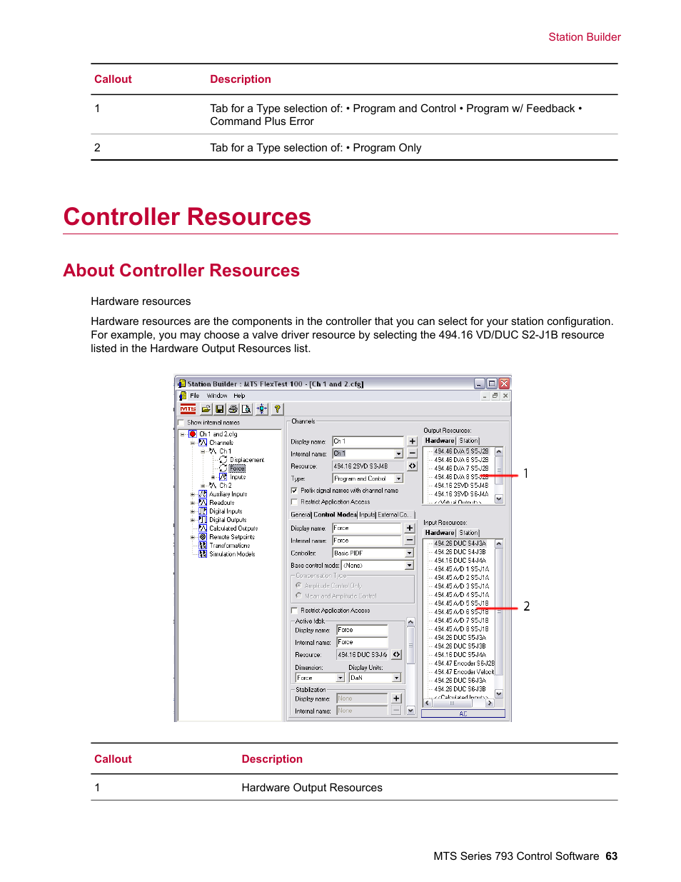 Controller resources, About controller resources | MTS Series 793 User Manual | Page 63 / 490