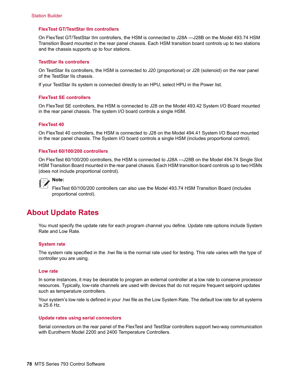 About update rates | MTS Series 793 User Manual | Page 78 / 490