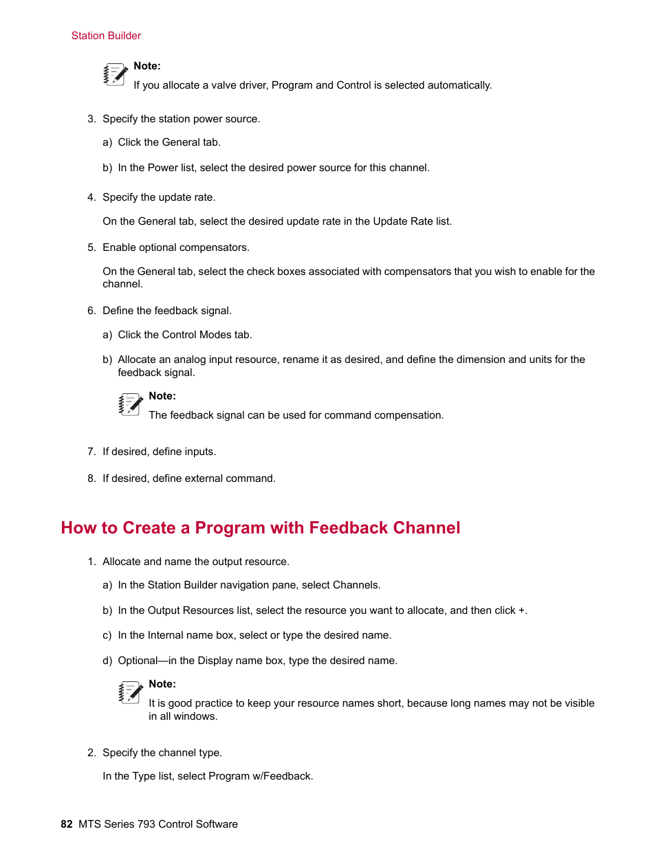 How to create a program with feedback channel | MTS Series 793 User Manual | Page 82 / 490