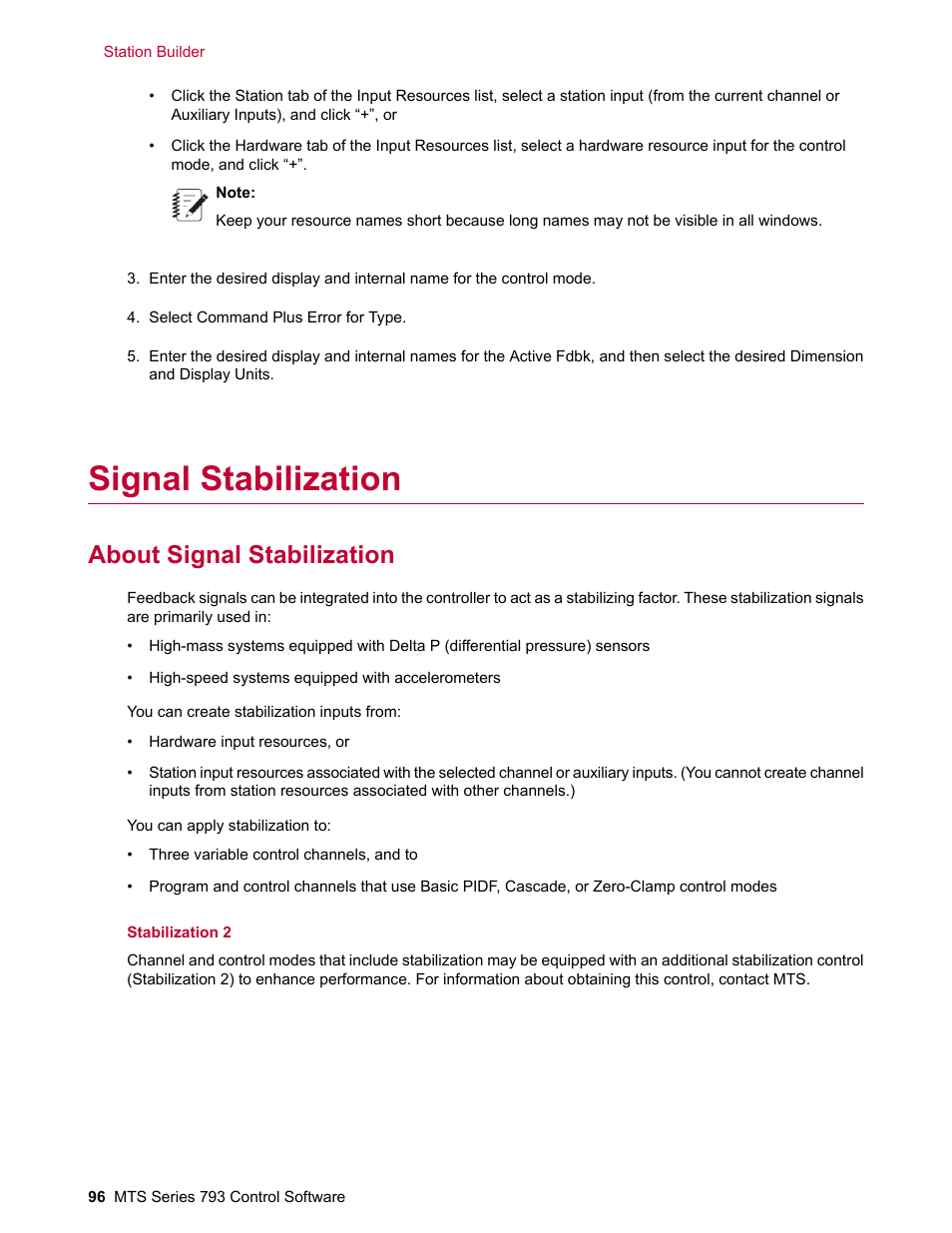 Signal stabilization, About signal stabilization | MTS Series 793 User Manual | Page 96 / 490