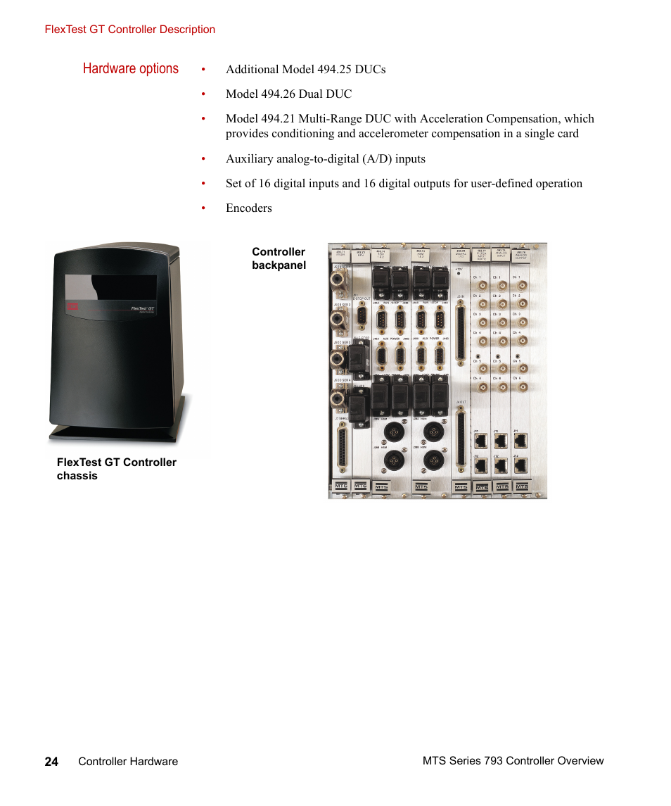 Hardware options | MTS Series 793 Controller User Manual | Page 24 / 106